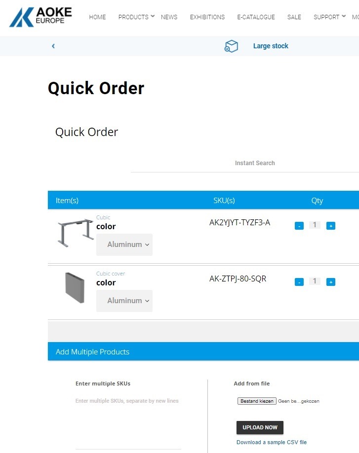New feature B2B shop: quick order!